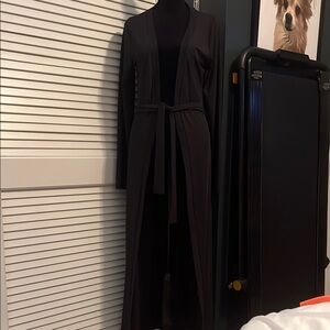 Chic Black Belted Cardigan